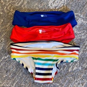 Red and blue NWOT swim bottoms
